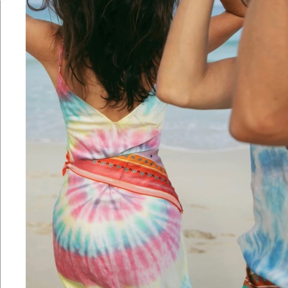 DANNIJO Mini Slip Dress in Neon Tie Dye Small - Picture 3 of 12